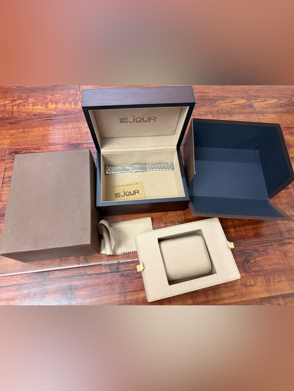 Men's Le Jour Watch Box Set Stainless Steel Watch Bracelet - Silver